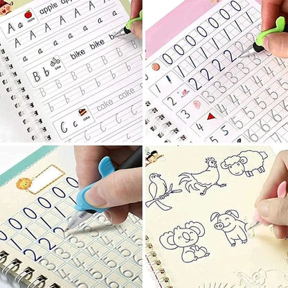 Magic Practice Copybook Set – 4 Books + Magic Pen + Refills (Zipmart)