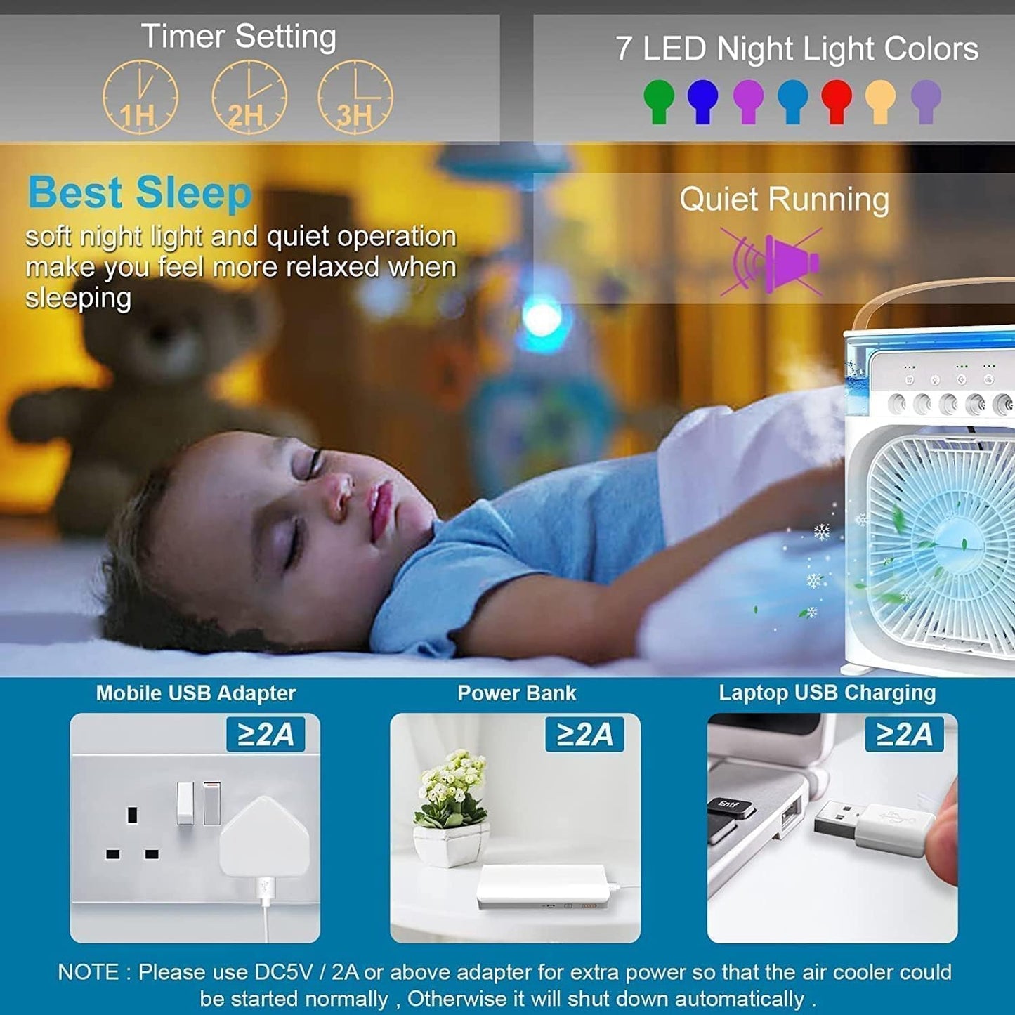 Portable Mini Air Cooler Fan – USB Rechargeable