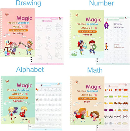 MagicWrite™ Reusable Practice Copybook Set ( 4 Book + 10 Refills + Pen )