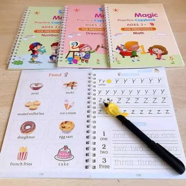 MagicWrite™ Reusable Practice Copybook Set ( 4 Book + 10 Refills + Pen )