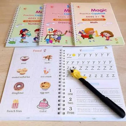 MagicWrite™ Reusable Practice Copybook Set ( 4 Book + 10 Refills + Pen )